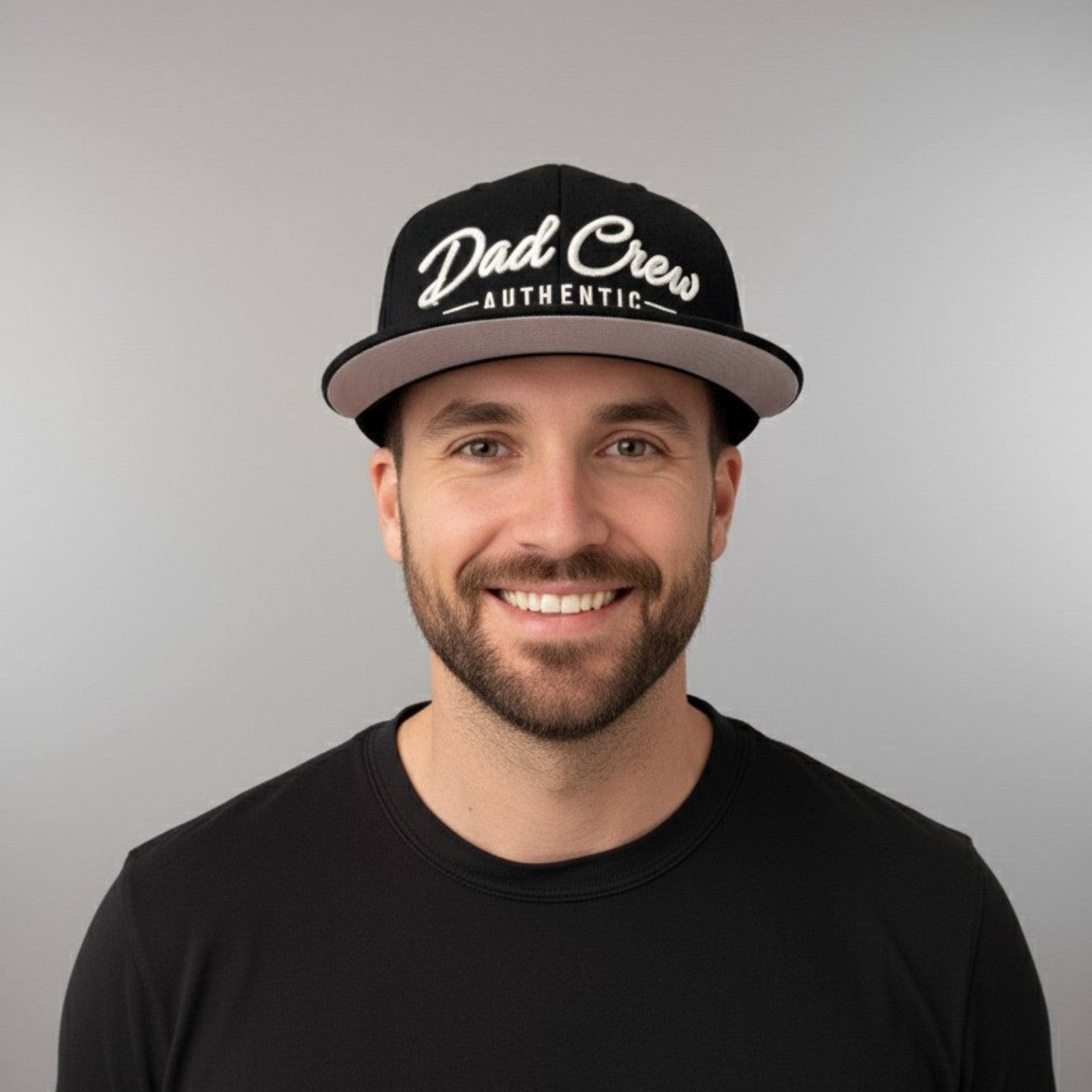 Black FlexFit Flat Visor Fitted Hat