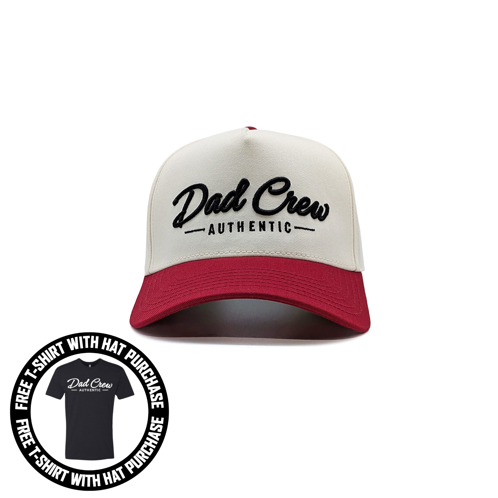 Natural/Deep Red Two Tone 5-Panel A-Frame Hat