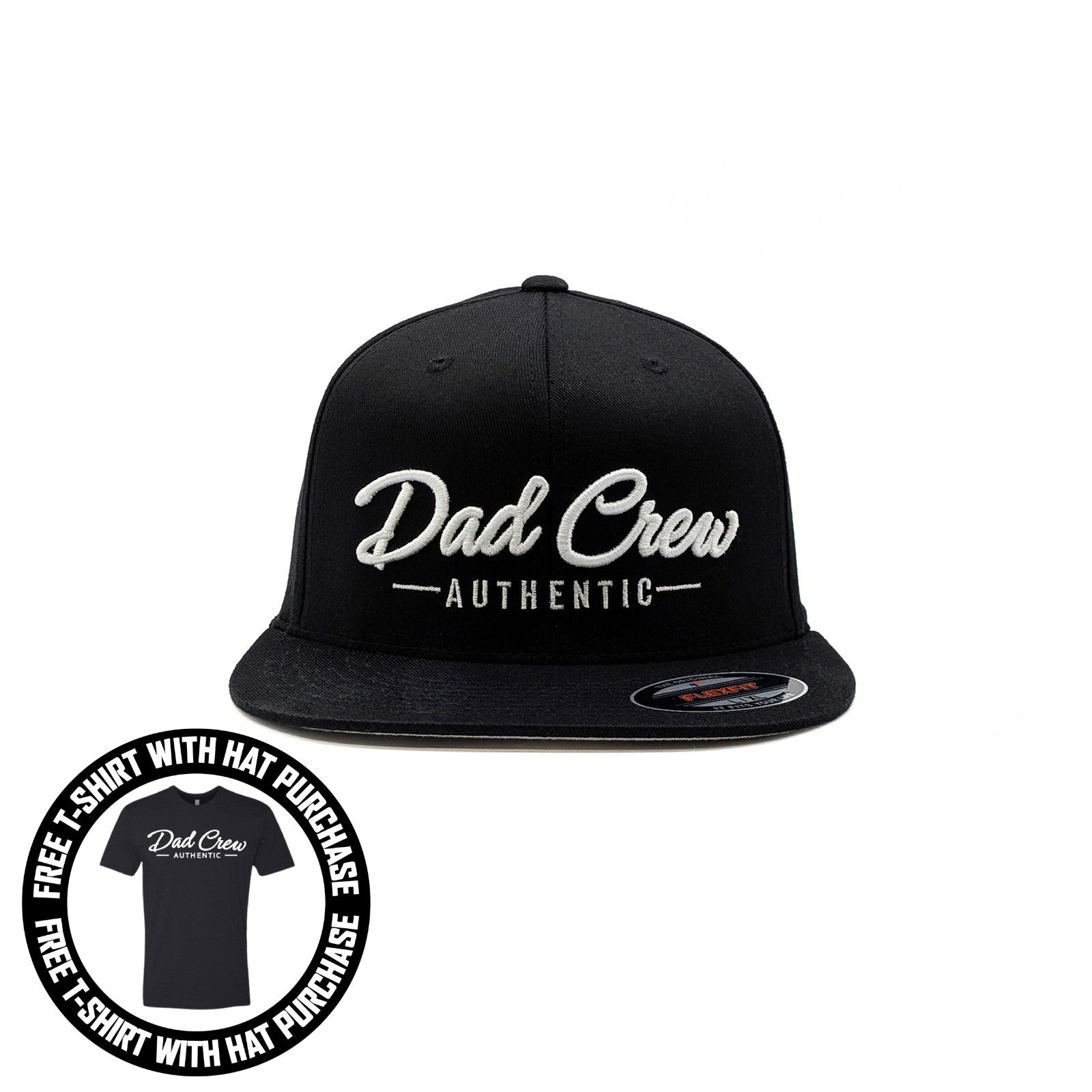 Black FlexFit Flat Visor Fitted Hat