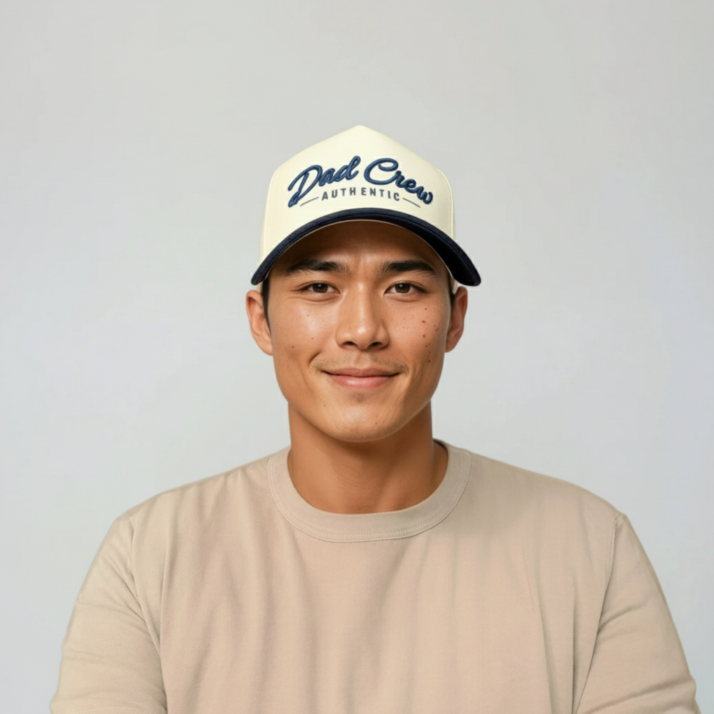 Natural/Navy Two Tone 5-Panel A-Frame Hat