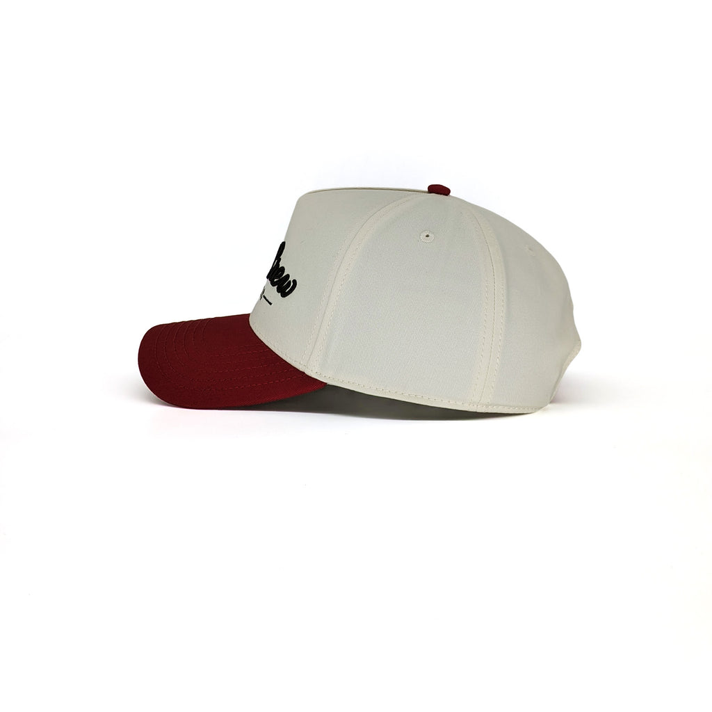 Natural/Deep Red Two Tone 5-Panel A-Frame Hat