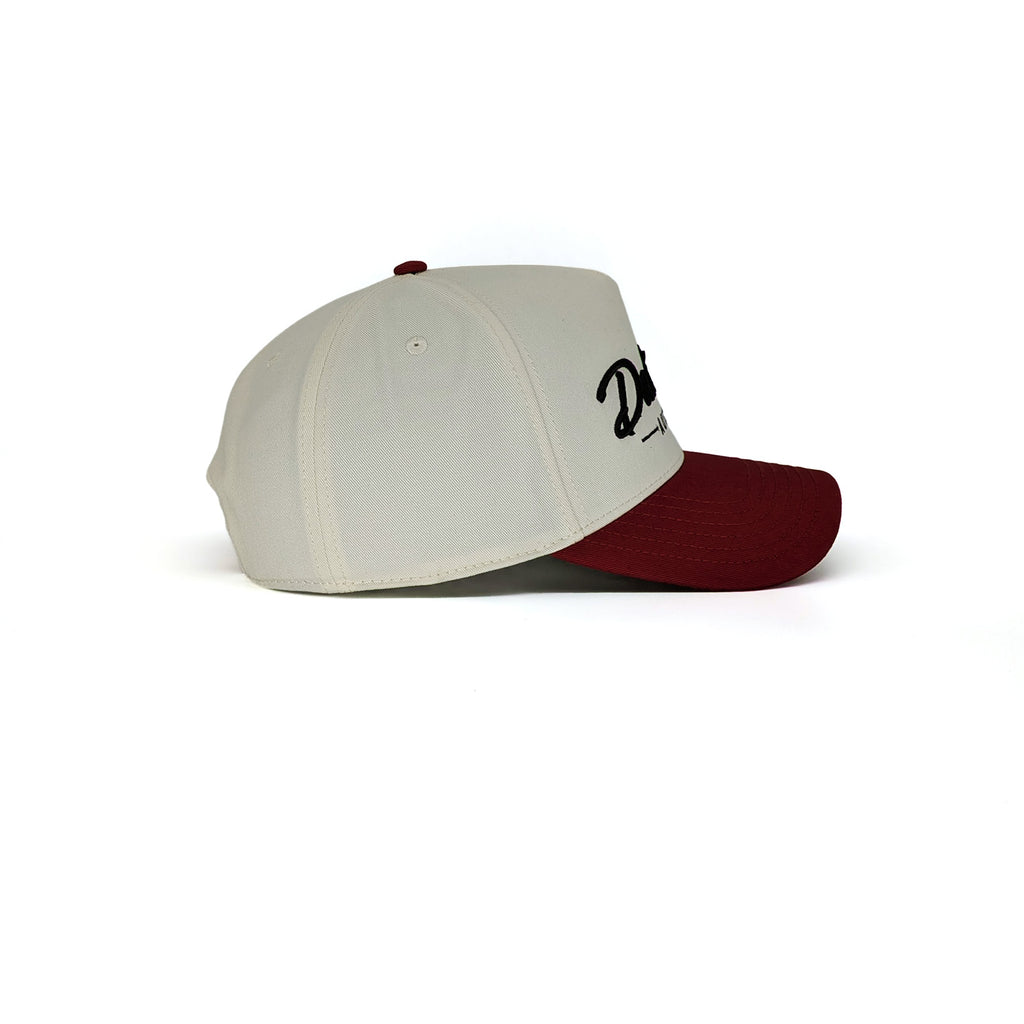 Natural/Deep Red Two Tone 5-Panel A-Frame Hat