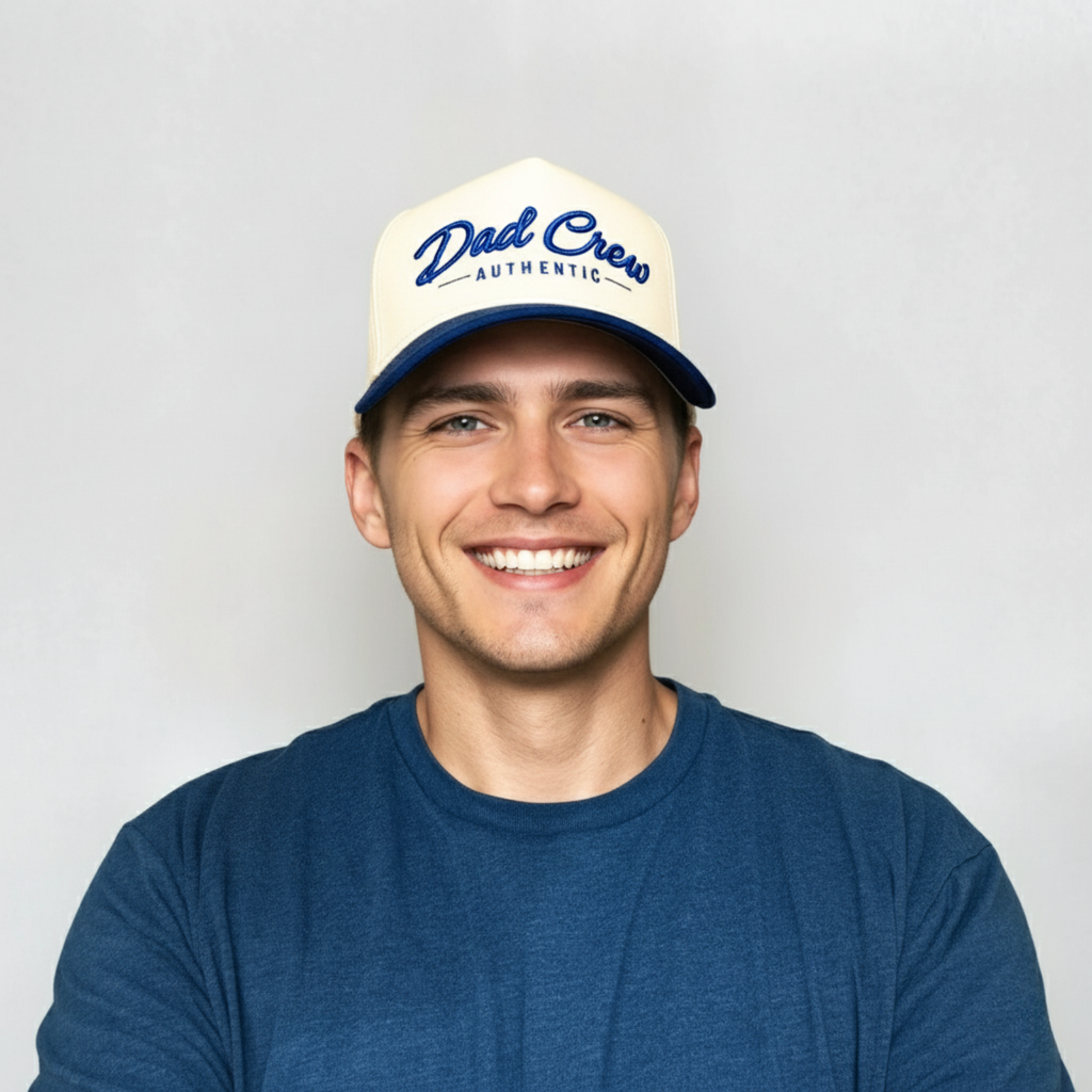 Natural/Royal Two Tone 5-Panel A-Frame Hat