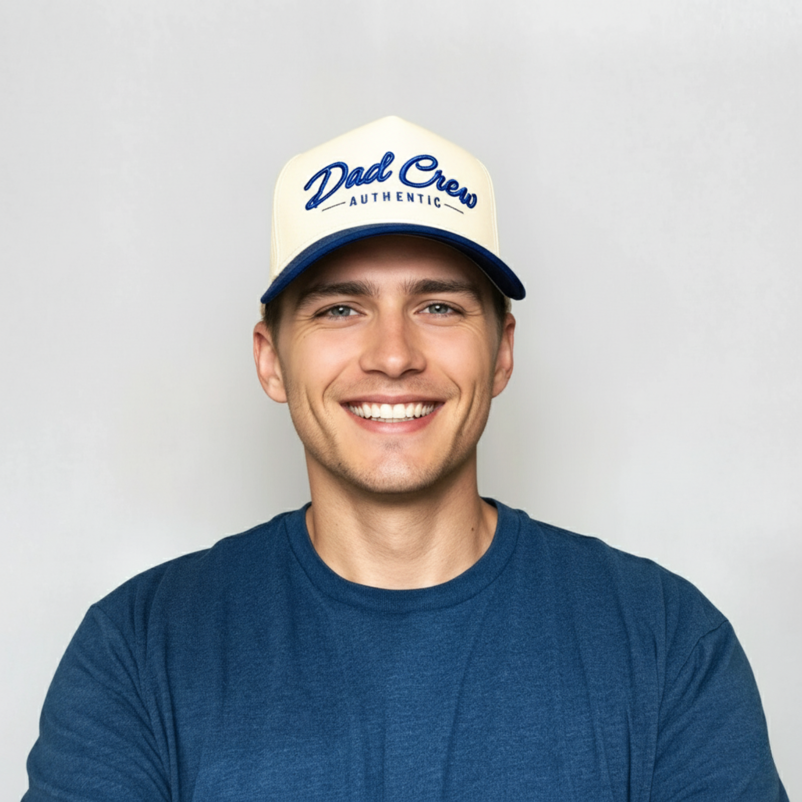 Natural/Royal Two Tone 5-Panel A-Frame Hat